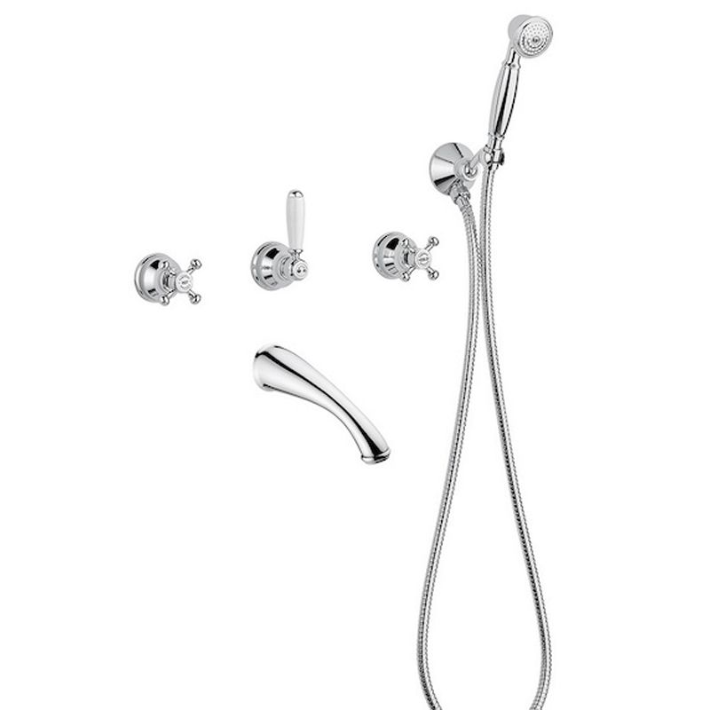 BUGNATESE 018RA Bugnatese Old'800 Fal alatti váltós kádcsaptelep kifolyóval és zuhanyszettel rame színben