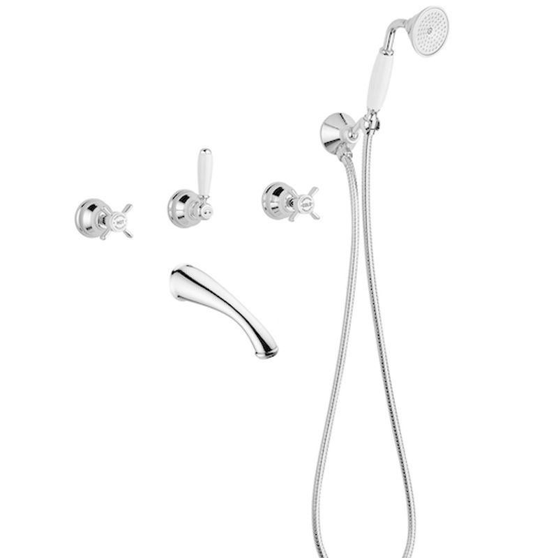 BUGNATESE 818RA Bugnatese Princeton Fal alatti váltós kádcsaptelep kifolyóval és zuhanyszettel rame színben