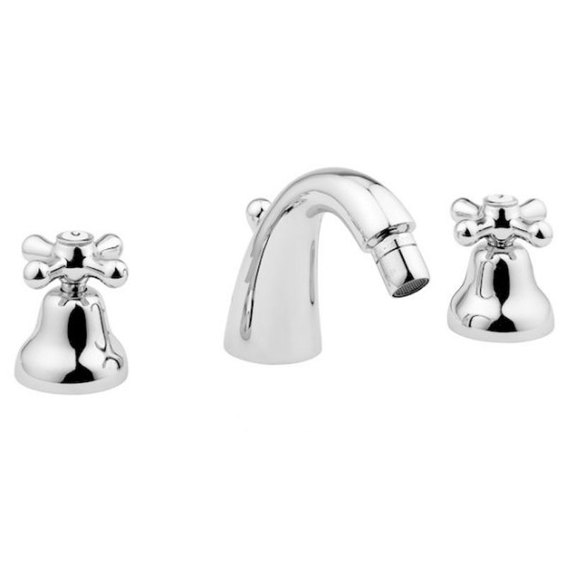 BUGNATESE 025CODO Bugnatese Old'800 3 üléses bidet csaptelep kifolyóval fehér-arany színben