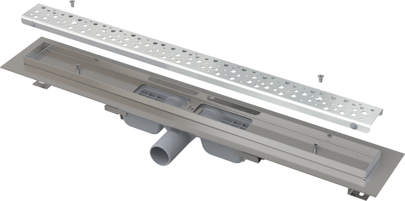 ALCAPLAST APZ111 LOW alacsony Vandálbiztos zuhanyfolyóka KOMPLETT FÉNYES RÁCCSAL APZ111-650