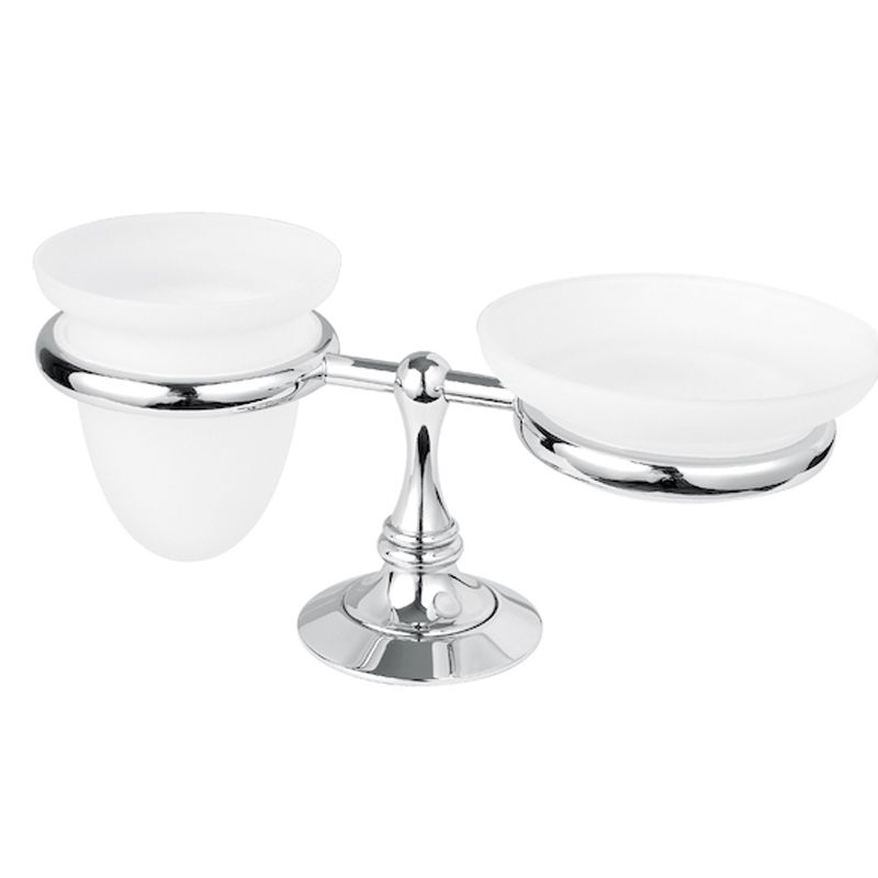 BUGNATESE 24801BR TRADIZIONALE Álló szappan- és pohártartó matt üveggel bronz színben