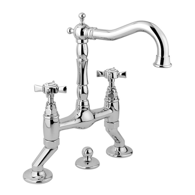 BUGNATESE 815CRDO Bugnatese Princeton Peremre szerelt 3 üléses mosdócsaptelep leeresztővel króm-arany színben