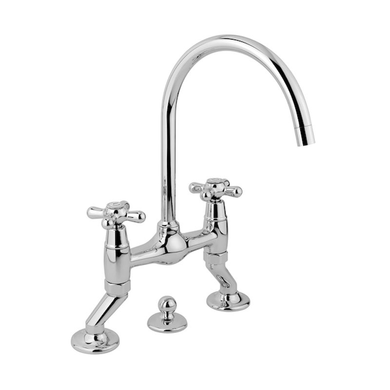 BUGNATESE 015CODO Bugnatese Old'800 Peremre szerelt 3 üléses mosdócsaptelep leeresztővel fehér-arany színben