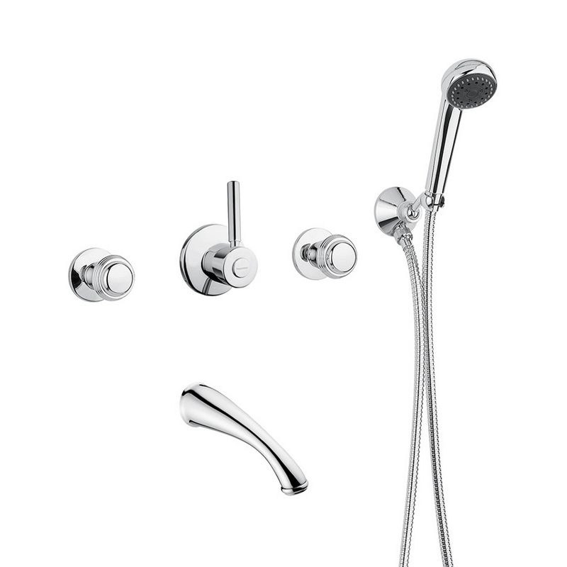 BUGNATESE 618BR Bugnatese Axo Fal alatti váltós kádcsaptelep kifolyóval és zuhanyszettel bronz színben