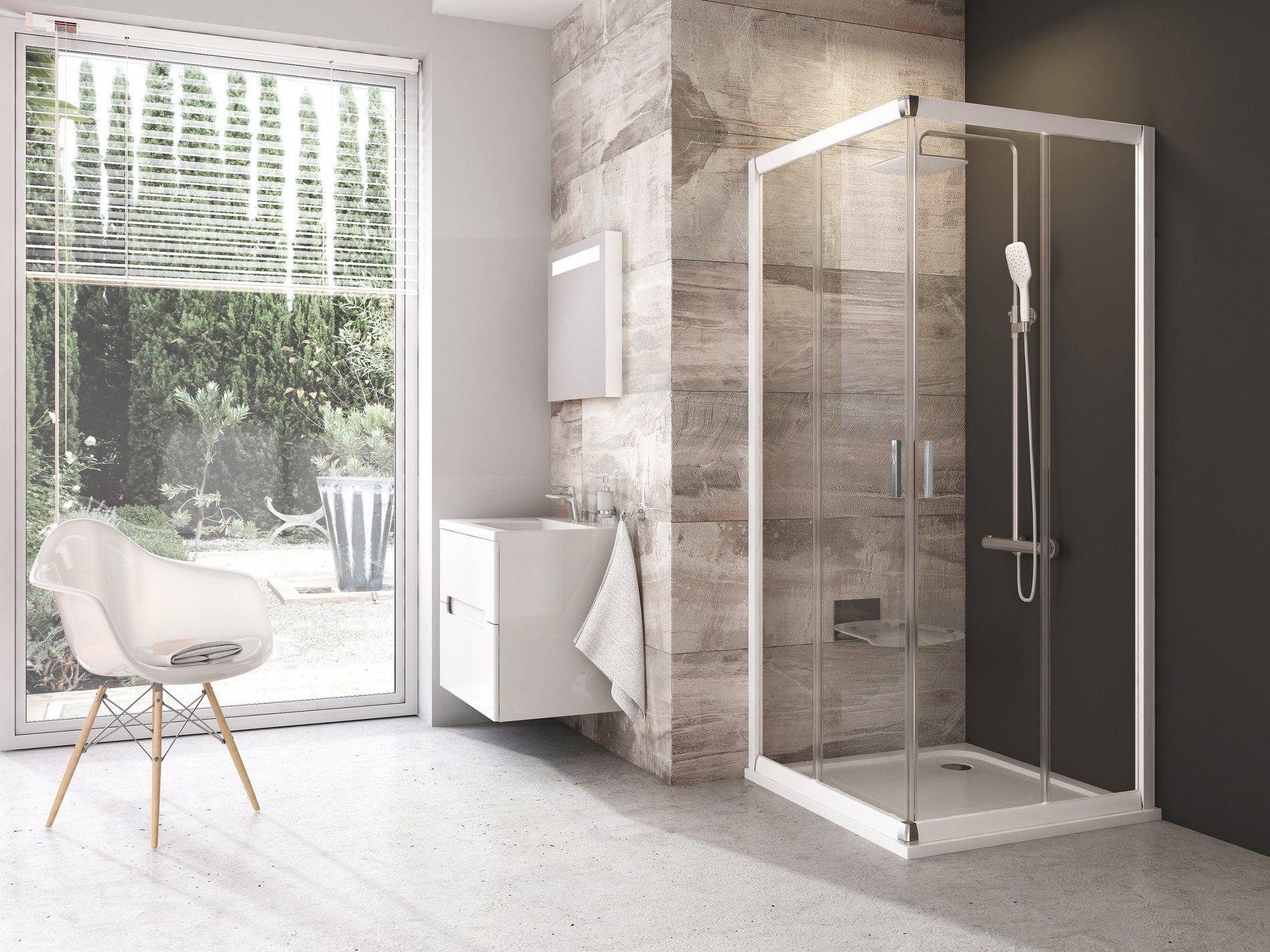 RAVAK 1LV70100Z1 Blix BLRV2 90x90 zuhanykabin fehér+transparent