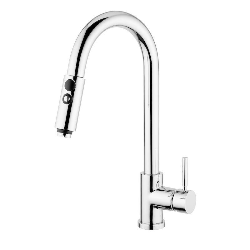 BUGNATESE 2279CR KOBUK Kihúzható zuhanyfejes magas mosogatócsaptelep króm színben