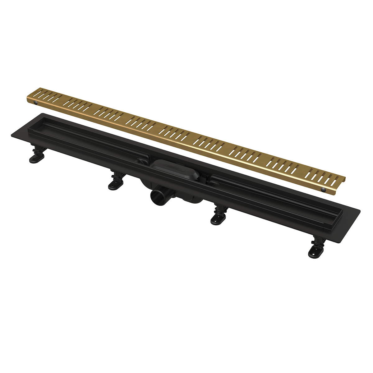 ALCAPLAST APZ10BLACK-550 BRASS zuhanyfolyóka szett SÁRGARÉZ ráccsal