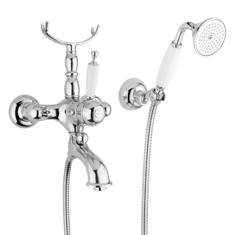 BUGNATESE 6303NS Bugnatese Oxford TERMOSTATICO Termosztátos kádcsaptelep zuhanyszettel szálcsiszolt nikkel színben