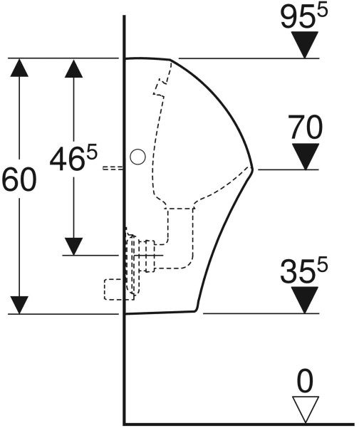 Geberit 501.655.00.8 Narva vizelde, hátsó bekötésű, hátsó vagy alsó kifolyású