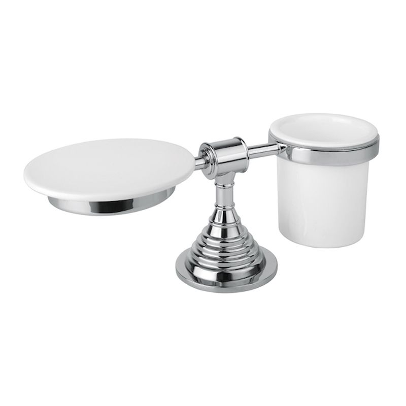 BUGNATESE 36801CR OLYMPIA Fali pohár- és szappantartó fehér kerámitartóval króm színben